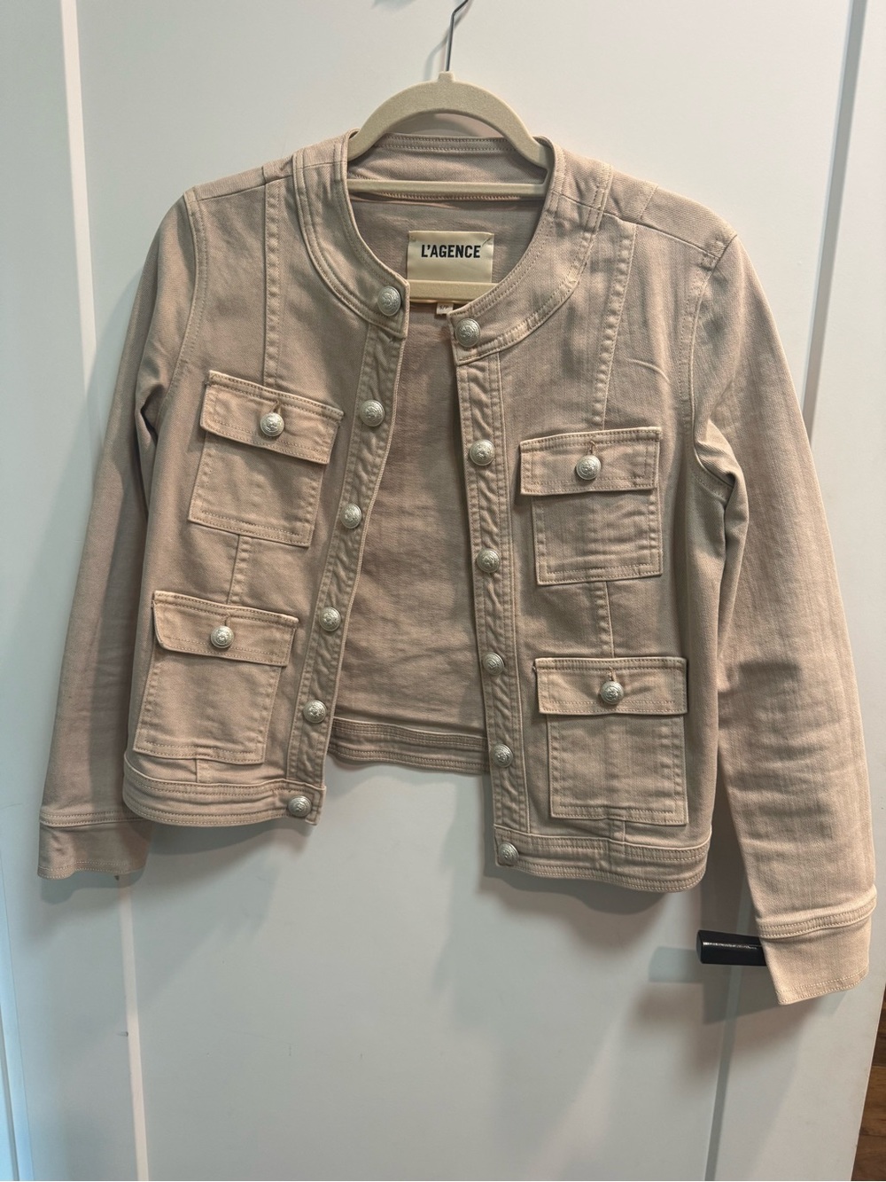 L'AGENCE Girls' Cream Button-Front Jacket